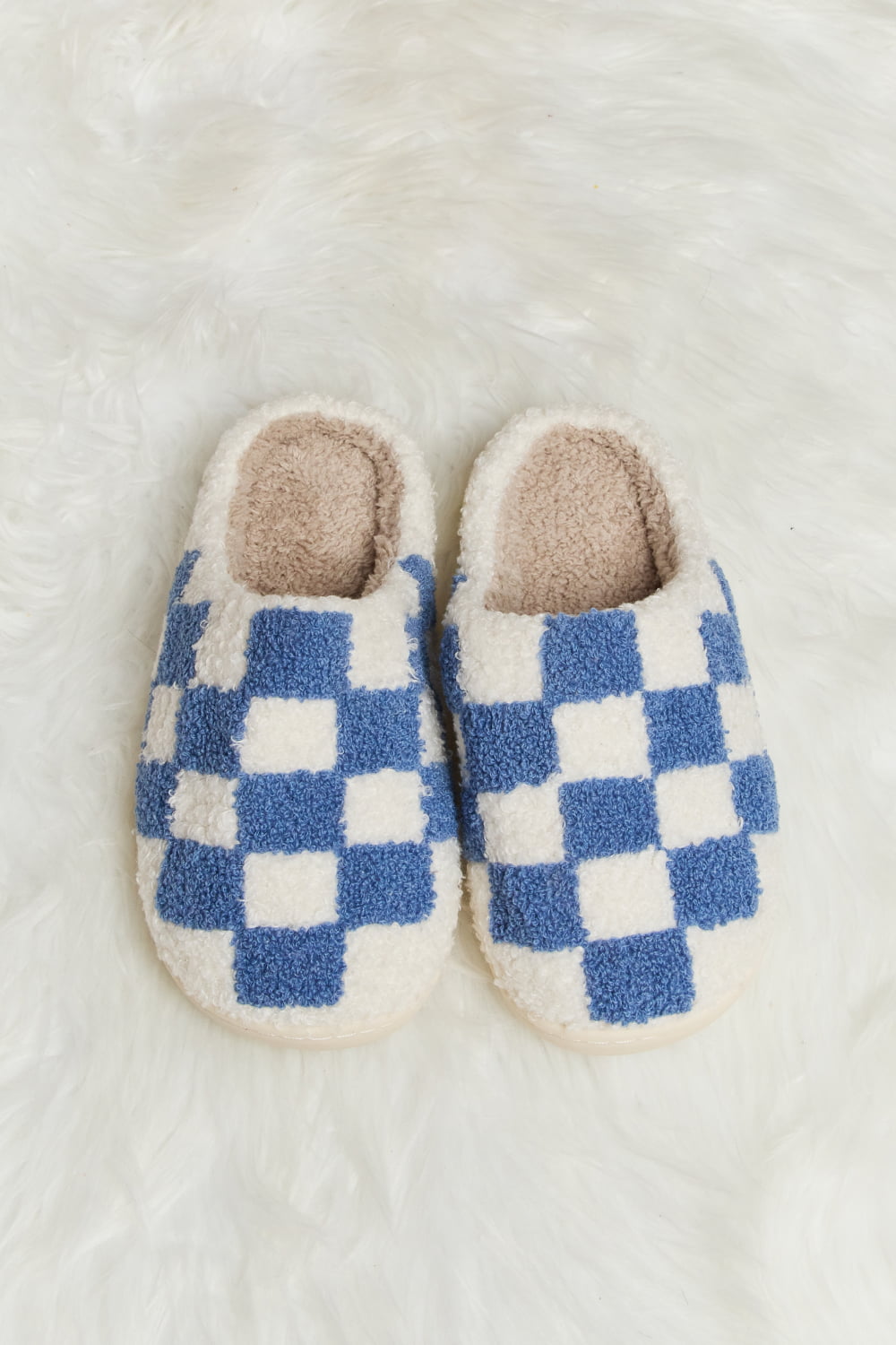 Melody Checkered Slippers in Cobalt Blue