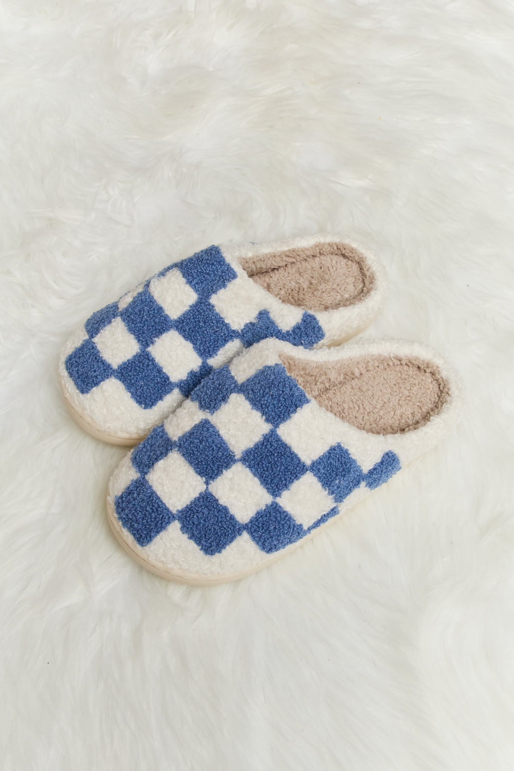 Melody Checkered Slippers in Cobalt Blue