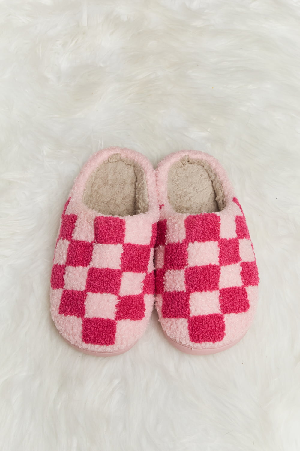 Melody Checkered Slippers in Hot Pink