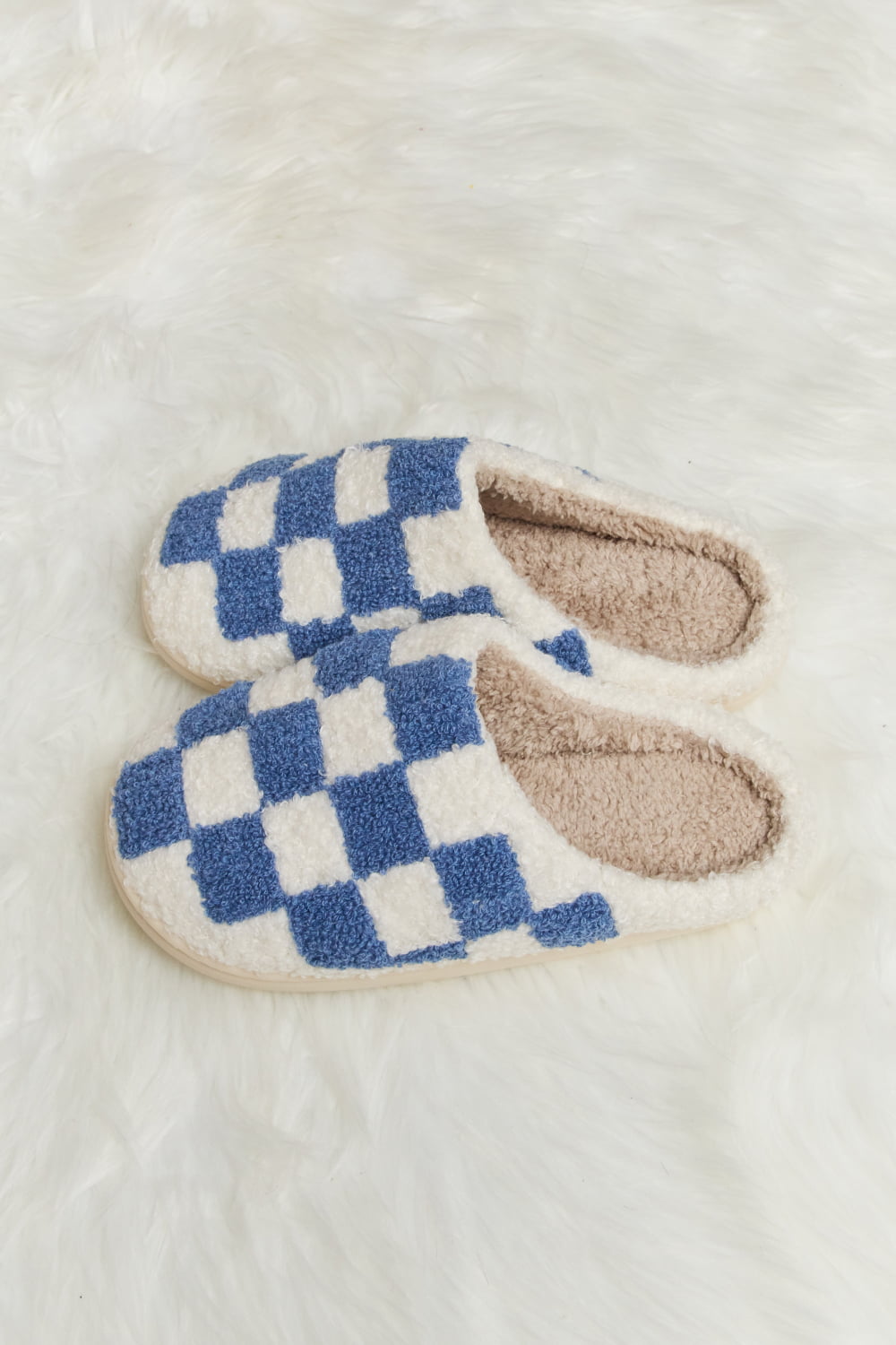 Melody Checkered Slippers in Cobalt Blue