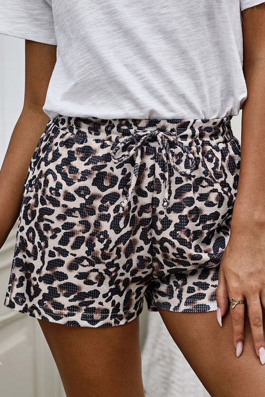 Leopard Drawstring Waist Shorts