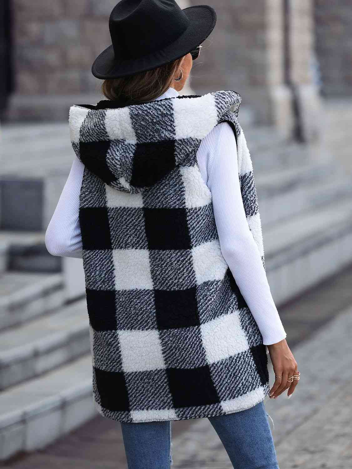 Claire Plaid Hooded Vest