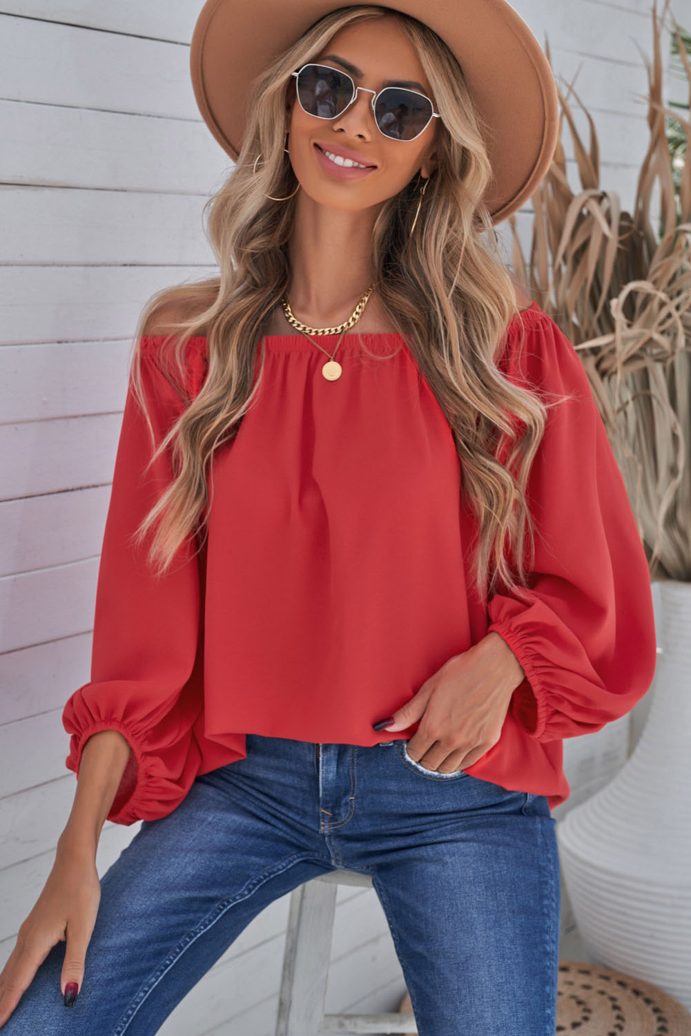 Lea Off-Shoulder Balloon Sleeve Top