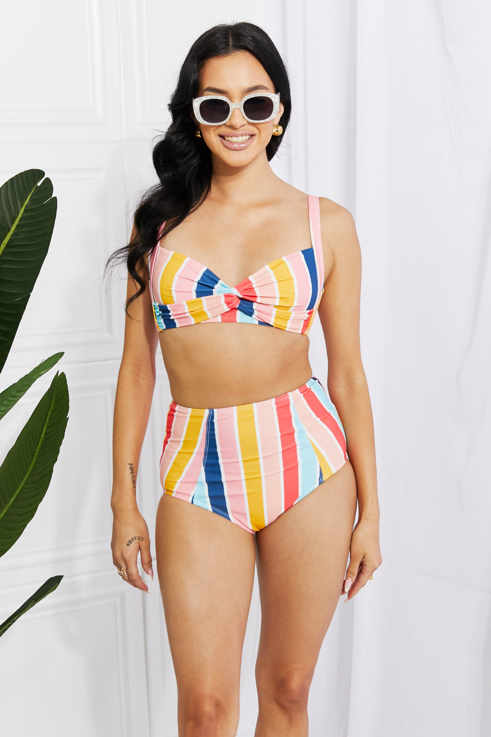 Dulce Twist High-Rise Bikini in Stripe