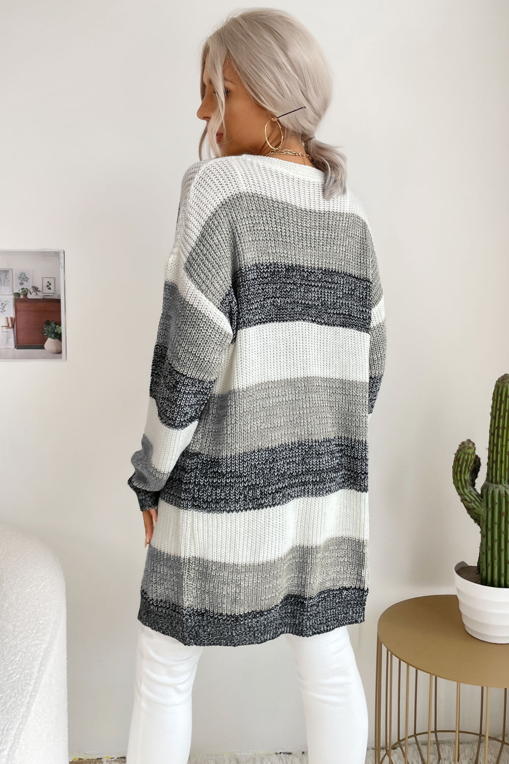 Simone Long Striped Cardigan