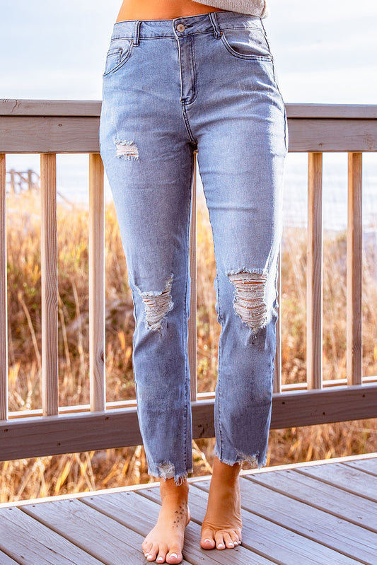 Aarya Distressed Cropped Jeans