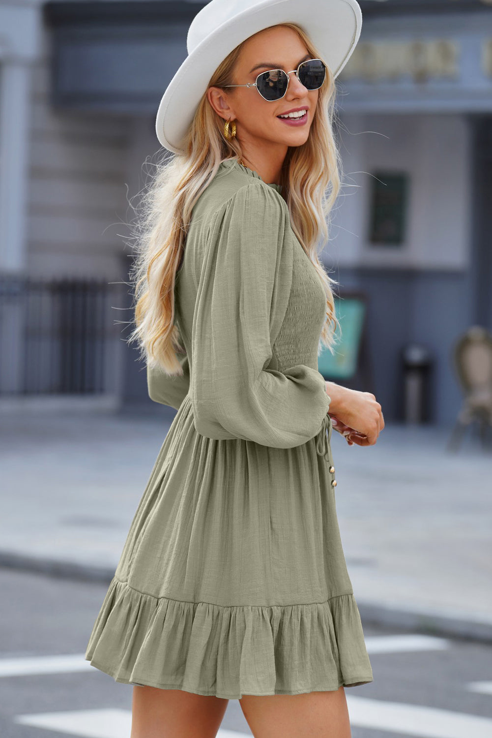 Lillie Balloon Sleeve Mini Dress