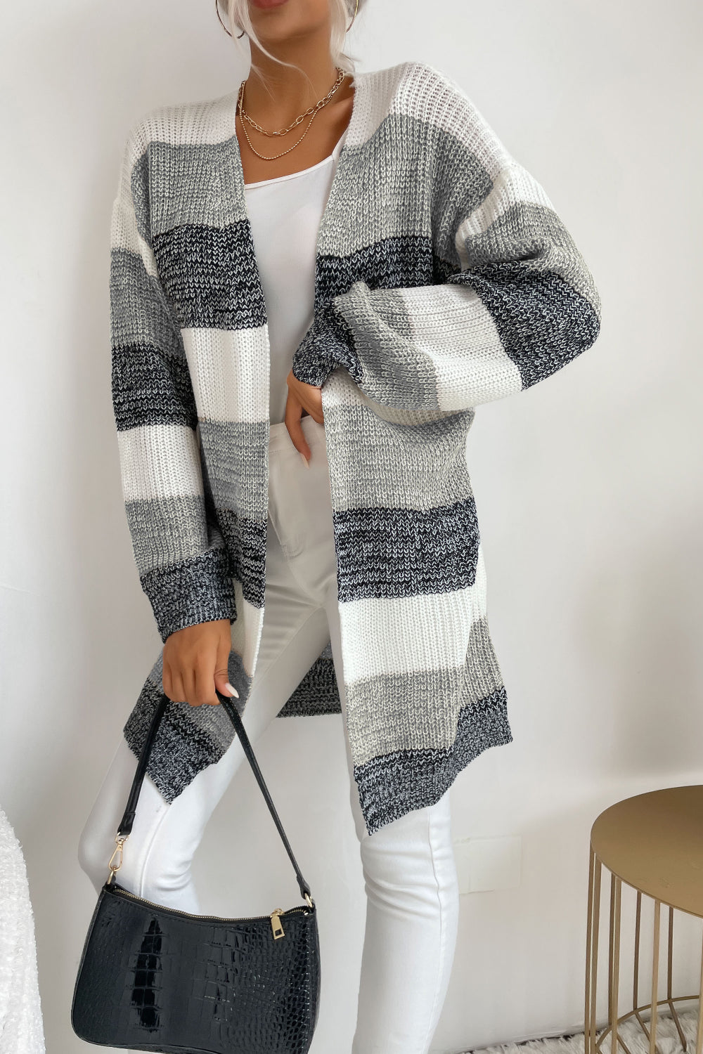 Simone Long Striped Cardigan