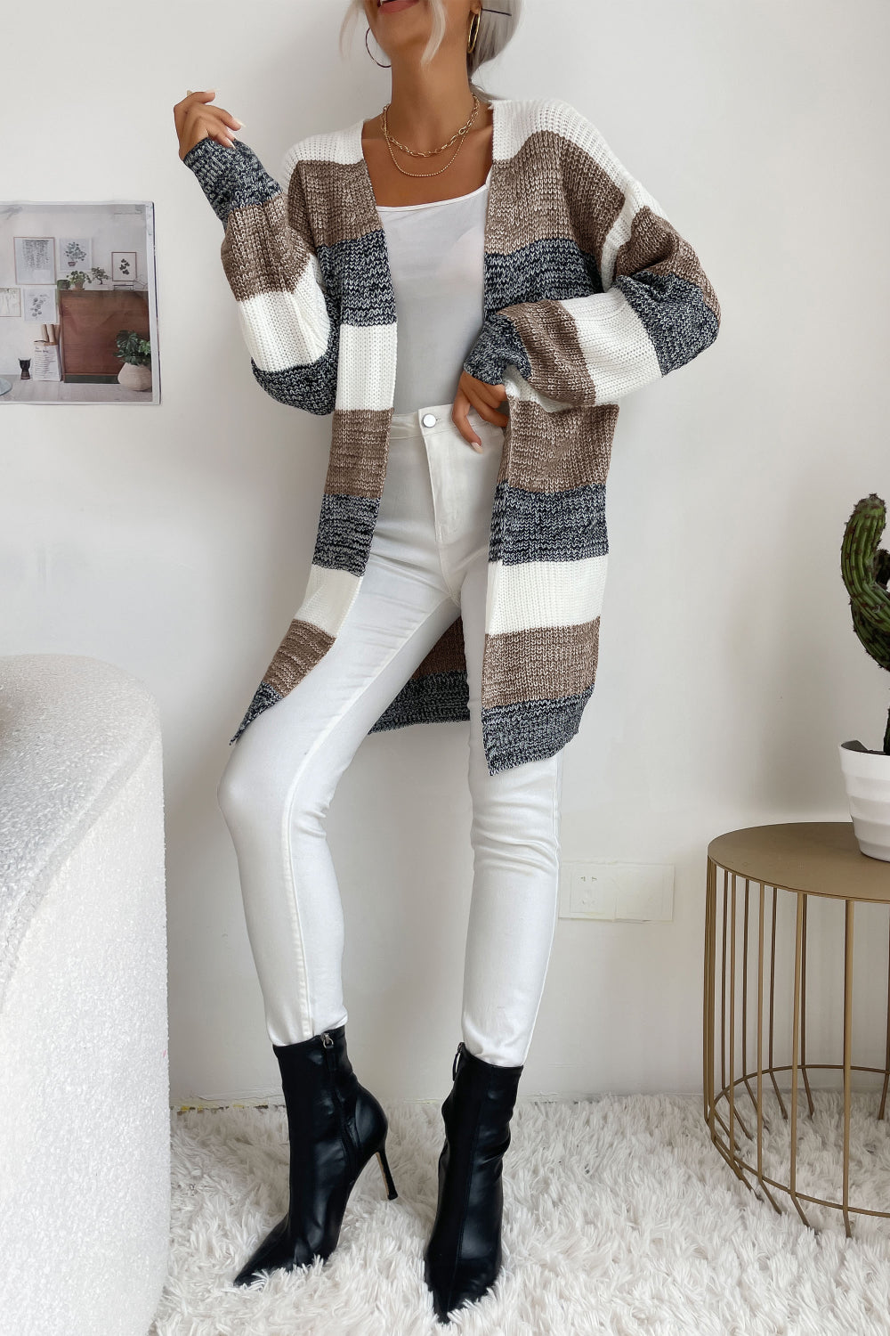 Simone Long Striped Cardigan