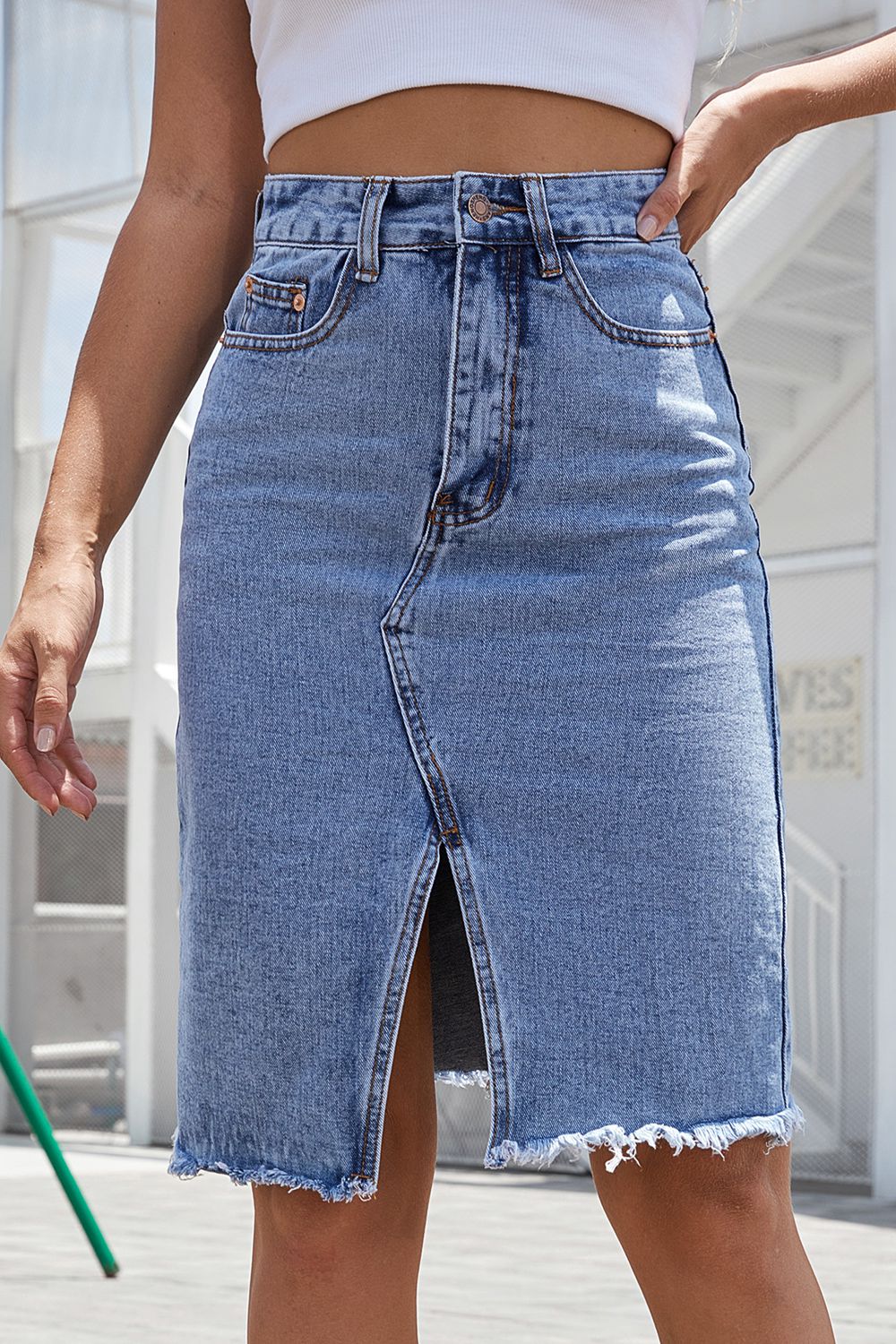 Allie Slit Denim Skirt