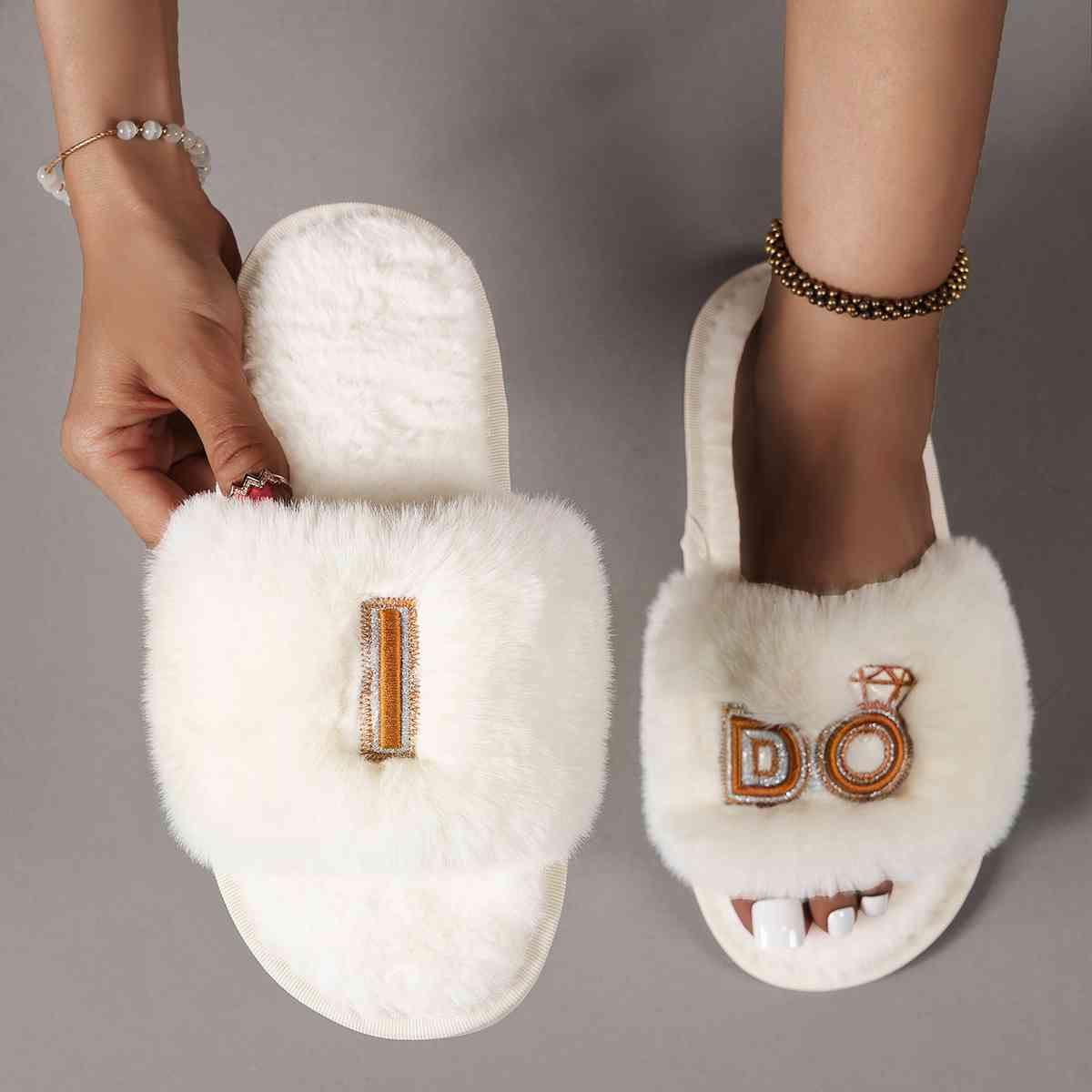 'I DO' Open Toe Slippers