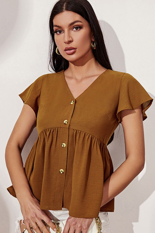 Valentina Flutter Sleeve Babydoll Blouse