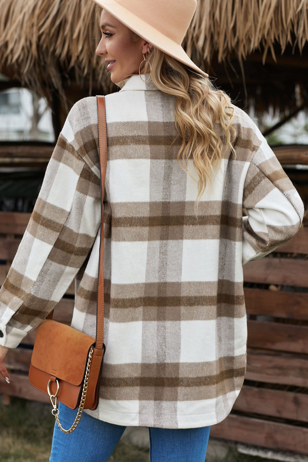 Briella Plaid Dropped Shoulder Pocket Shacket