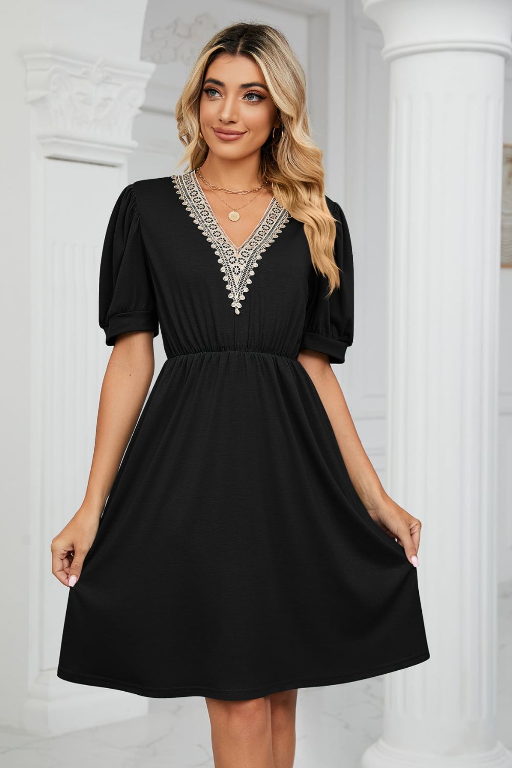 Zayla Puff Sleeve Pocket Dress