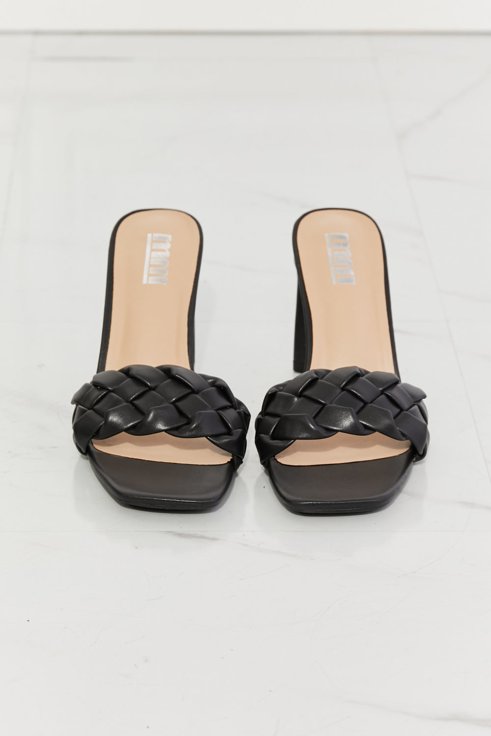 Rhea Braided Block Heel in Black