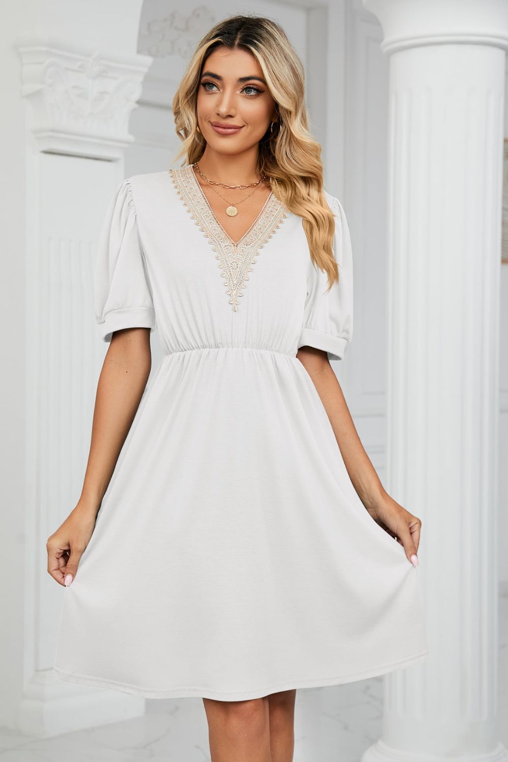 Zayla Puff Sleeve Pocket Dress