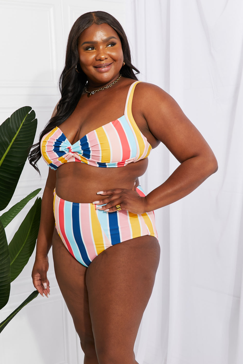 Dulce Twist High-Rise Bikini in Stripe