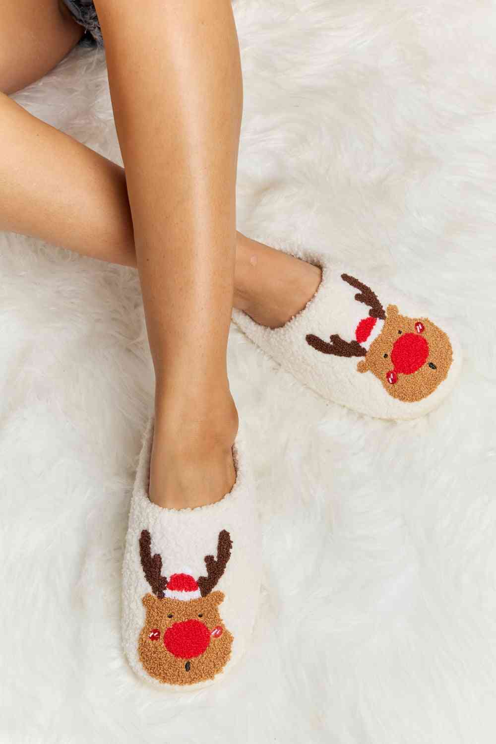 Melody Rudolph Print Plush Slide Slippers