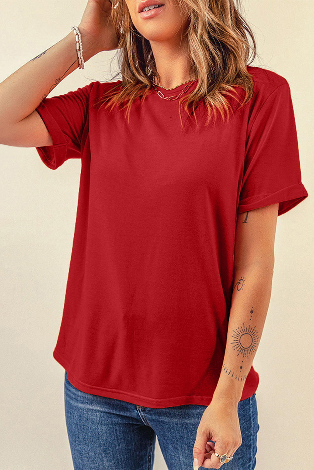 Jaylene Classic Cuffed Short Sleeve Tee