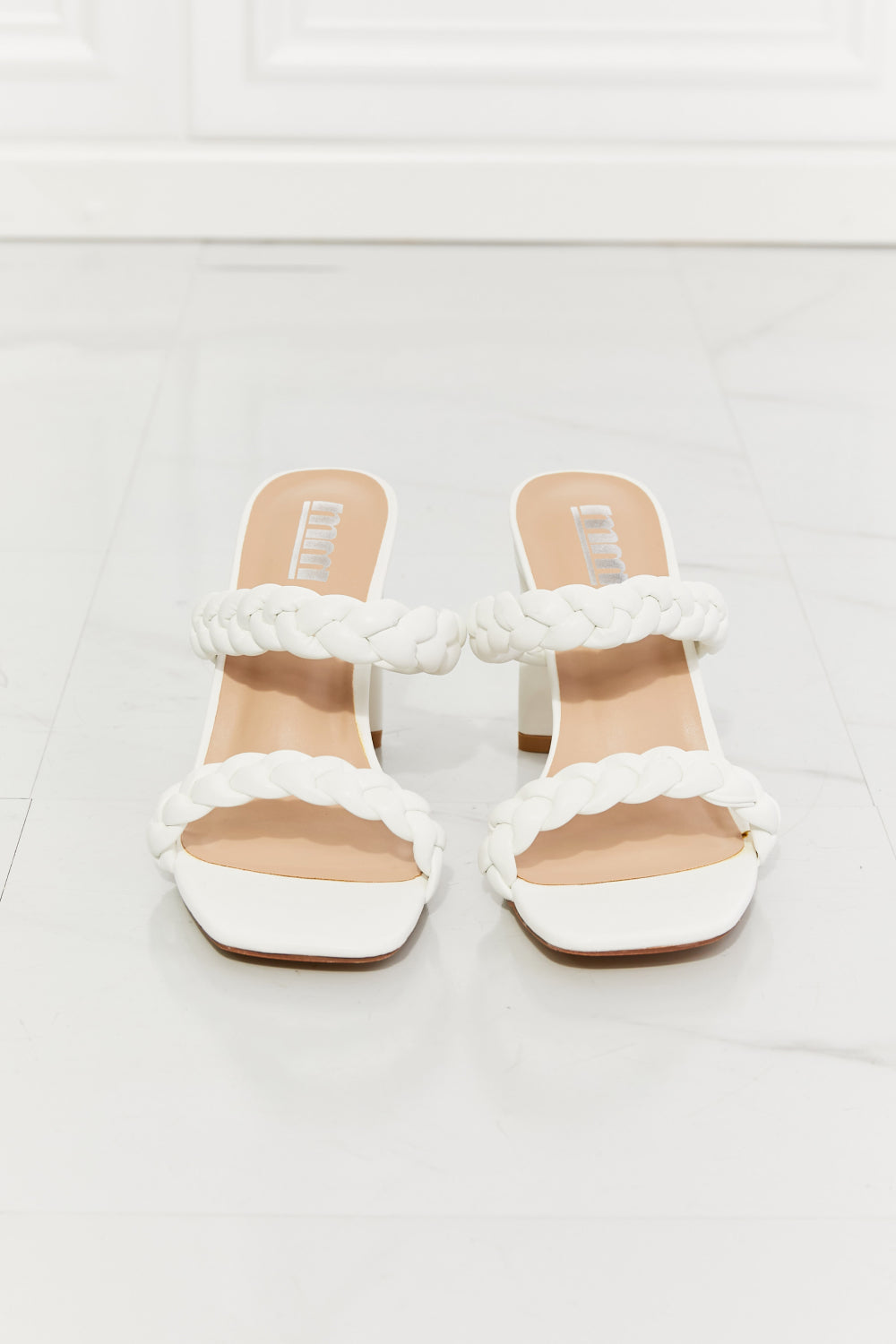 Reina Braided Block Heel in White