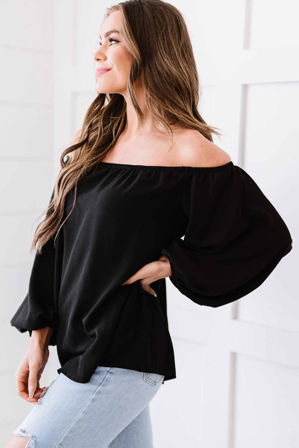 Lea Off-Shoulder Balloon Sleeve Top