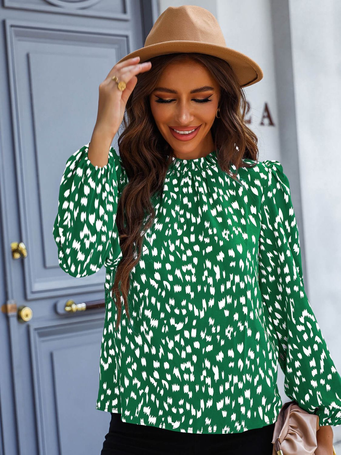 Ainsley Printed Puff Sleeve Blouse