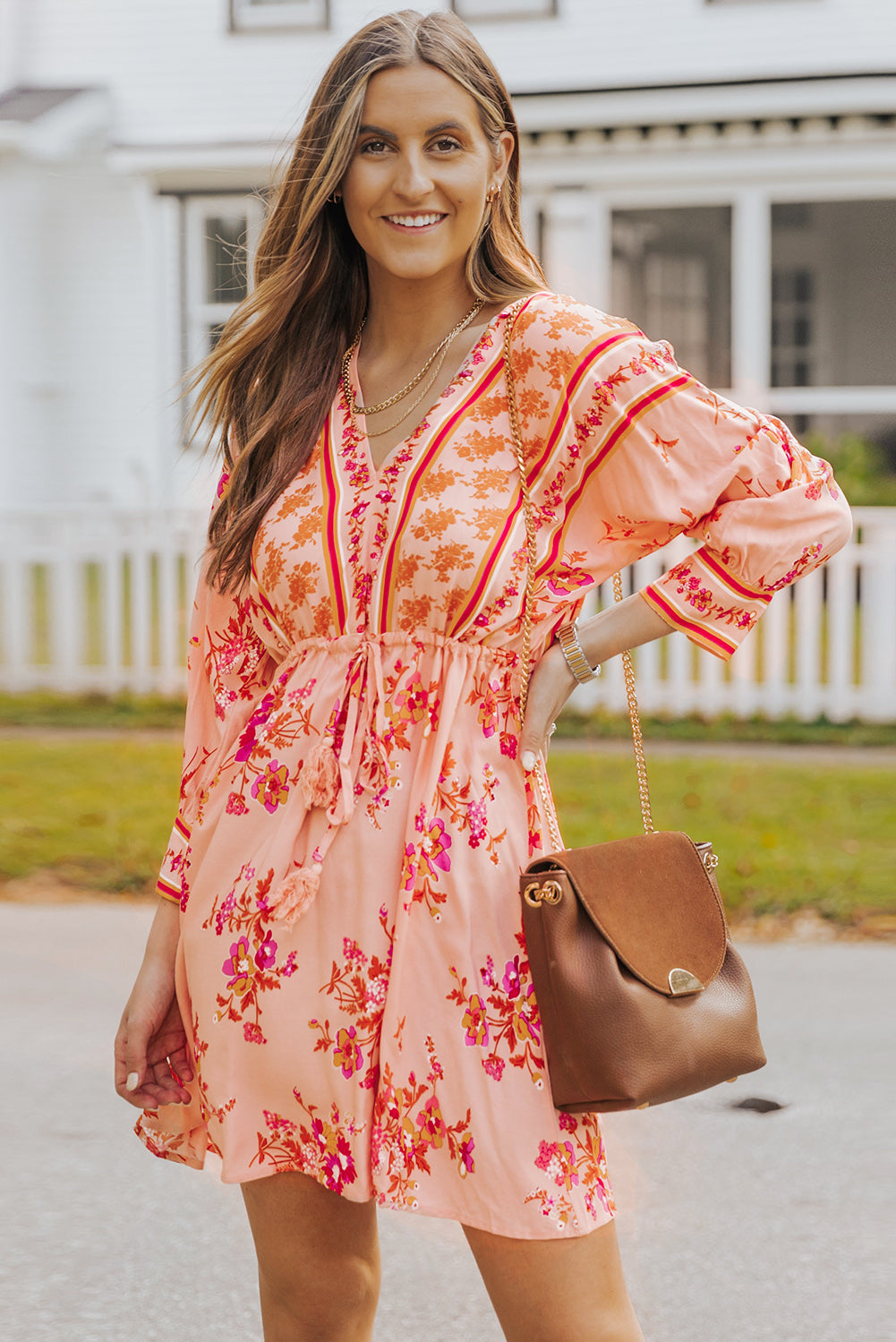 Kara Floral Tassel Tie Dress