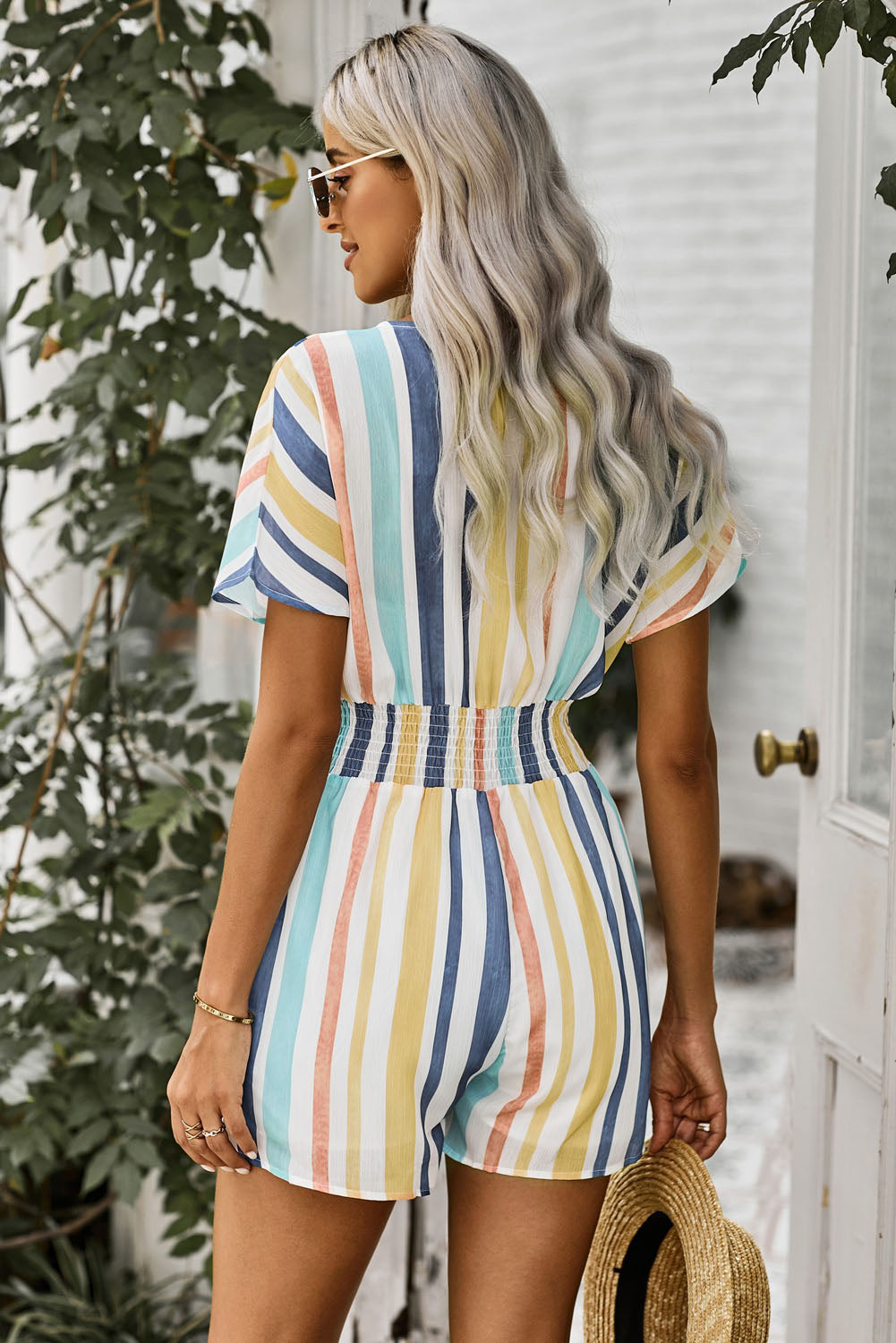 Paige Multicolored Stripe V-Neck Romper