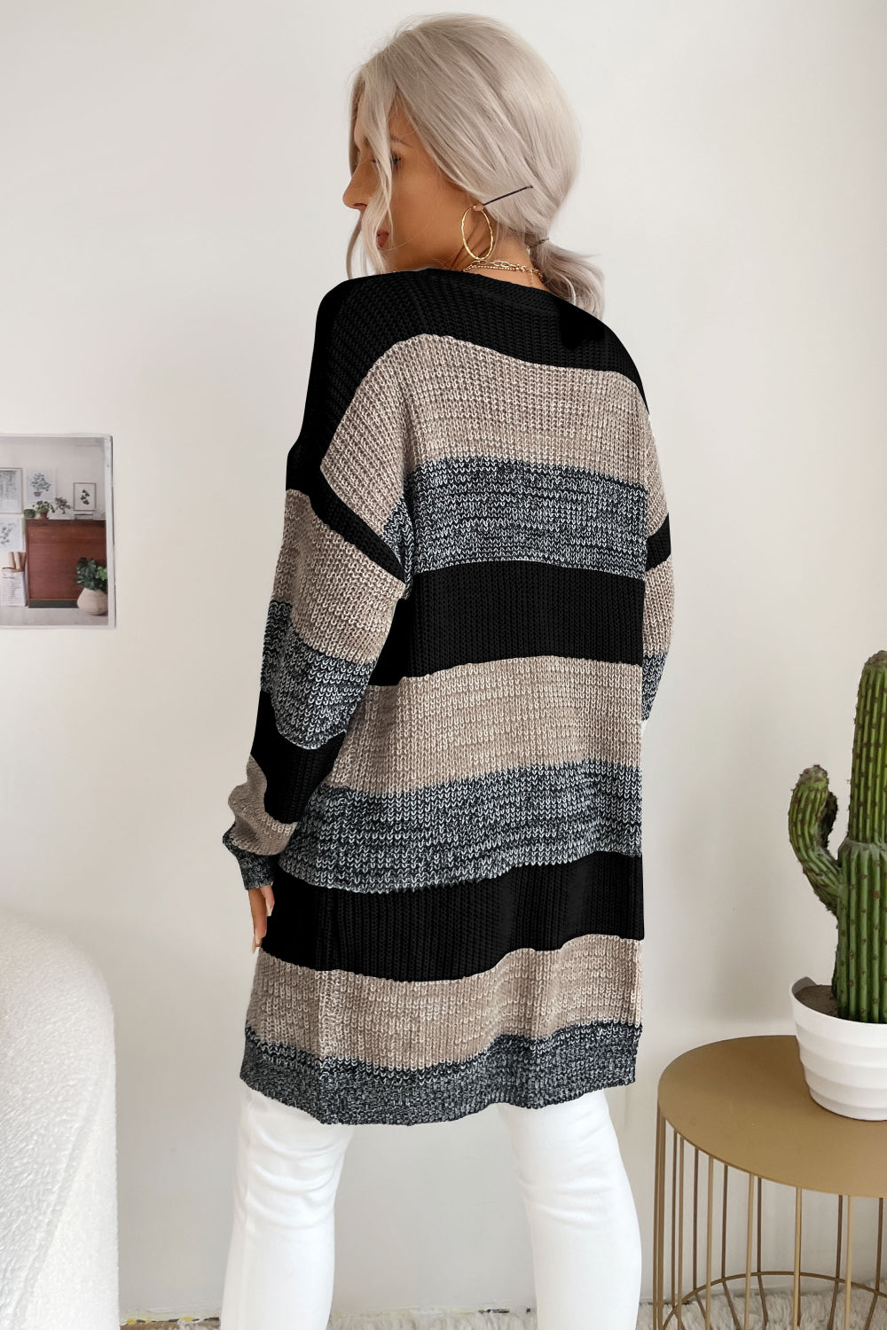 Simone Long Striped Cardigan