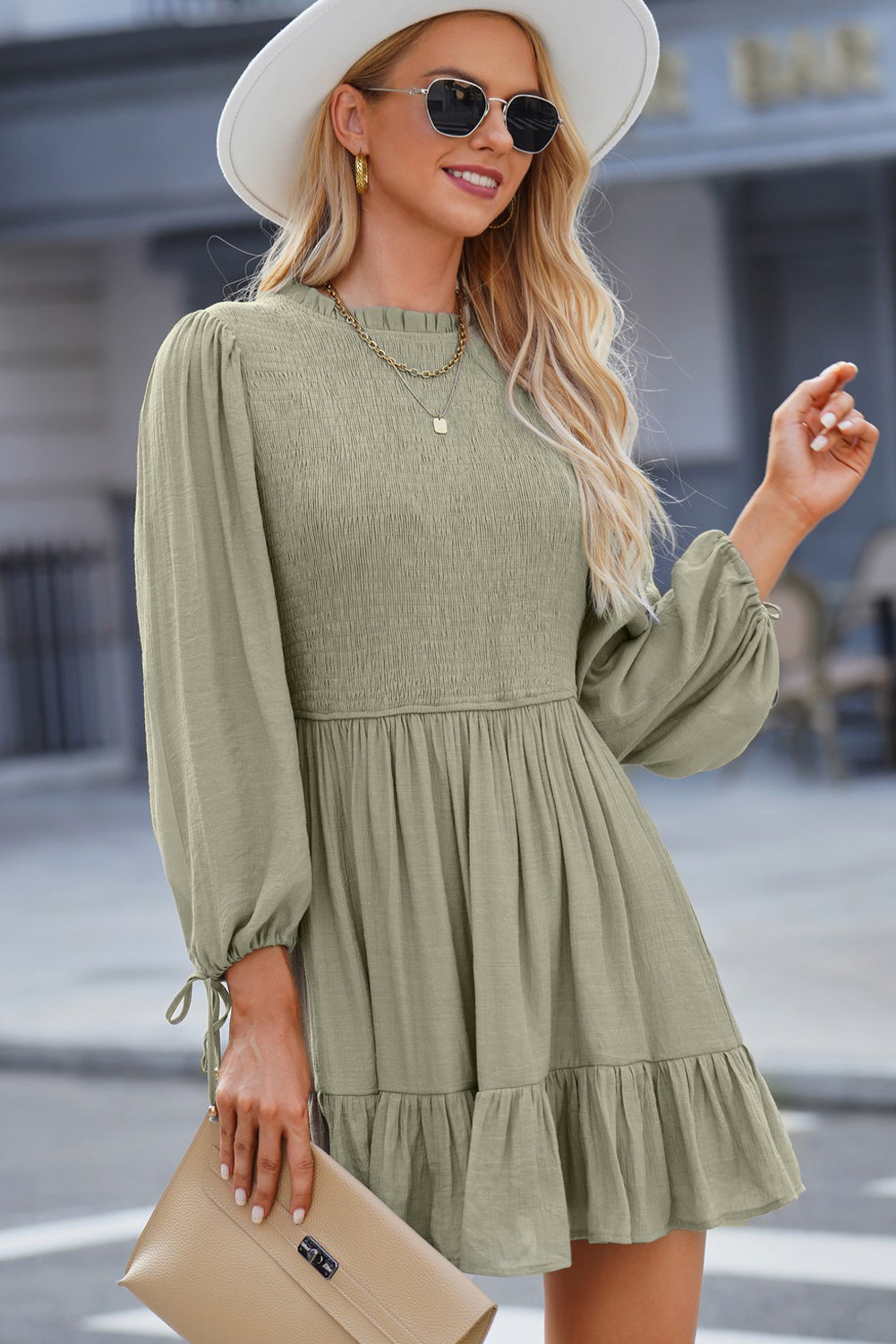 Lillie Balloon Sleeve Mini Dress