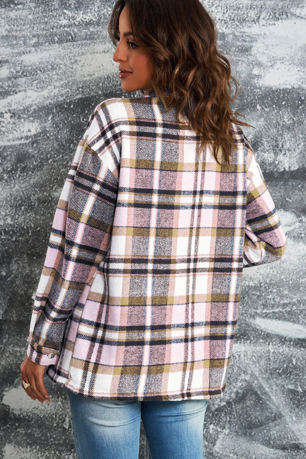 Nina Plaid Button Front Shirt Jacket