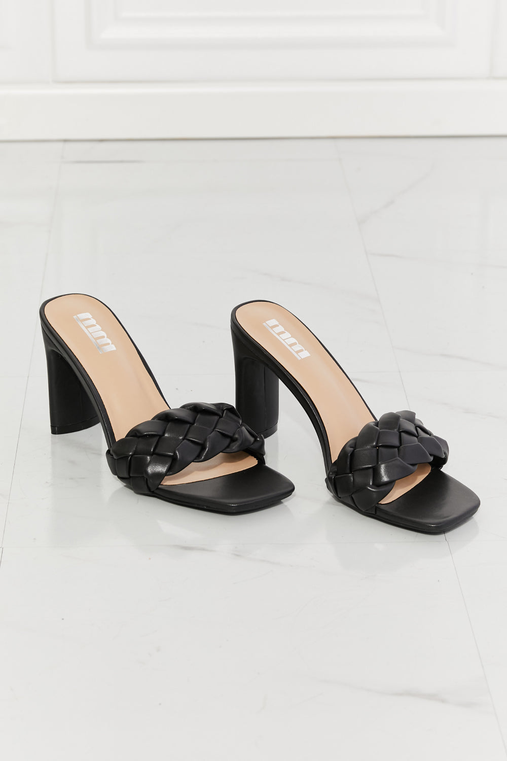 Rhea Braided Block Heel in Black