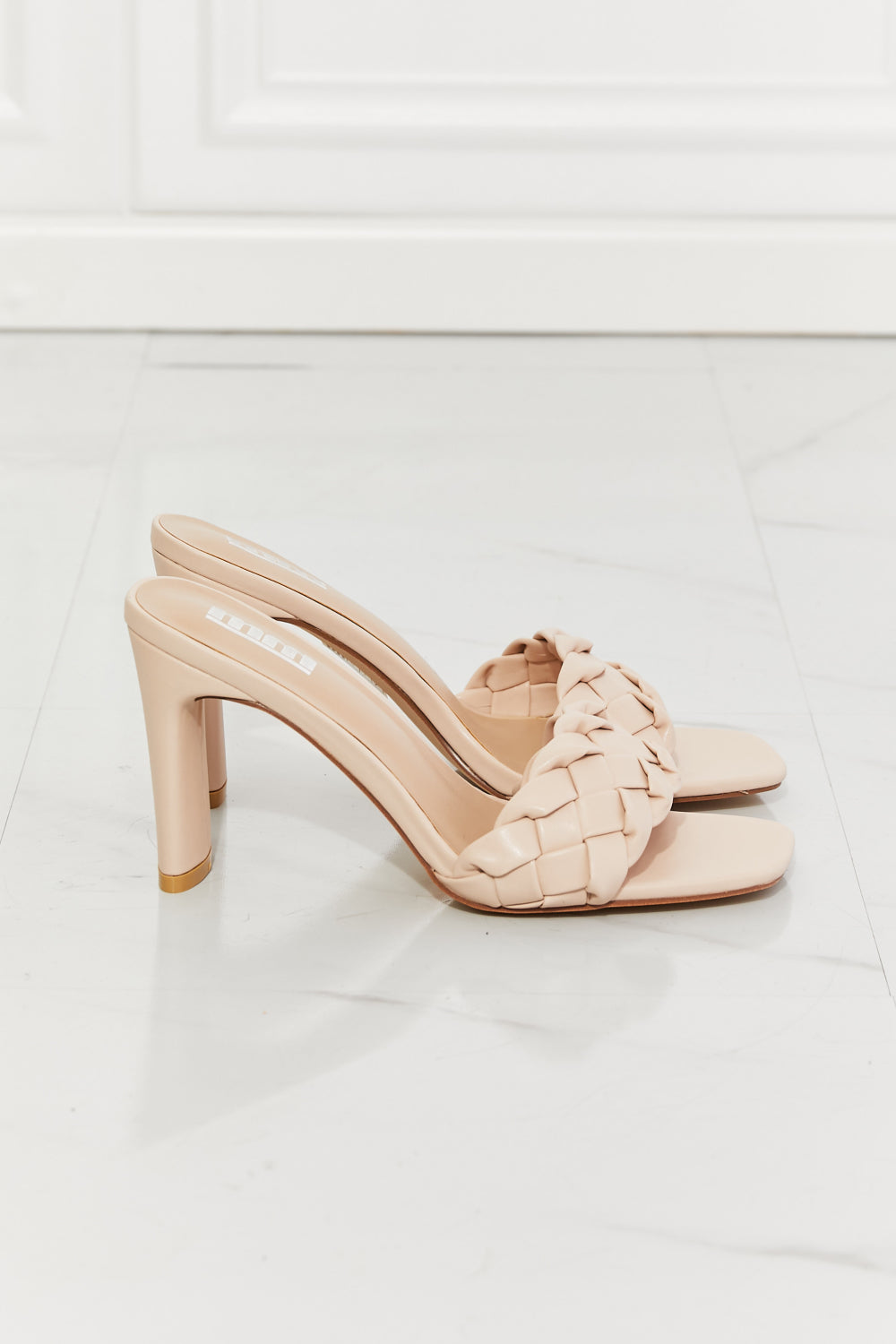 Rhea Braided Block Heel in Beige