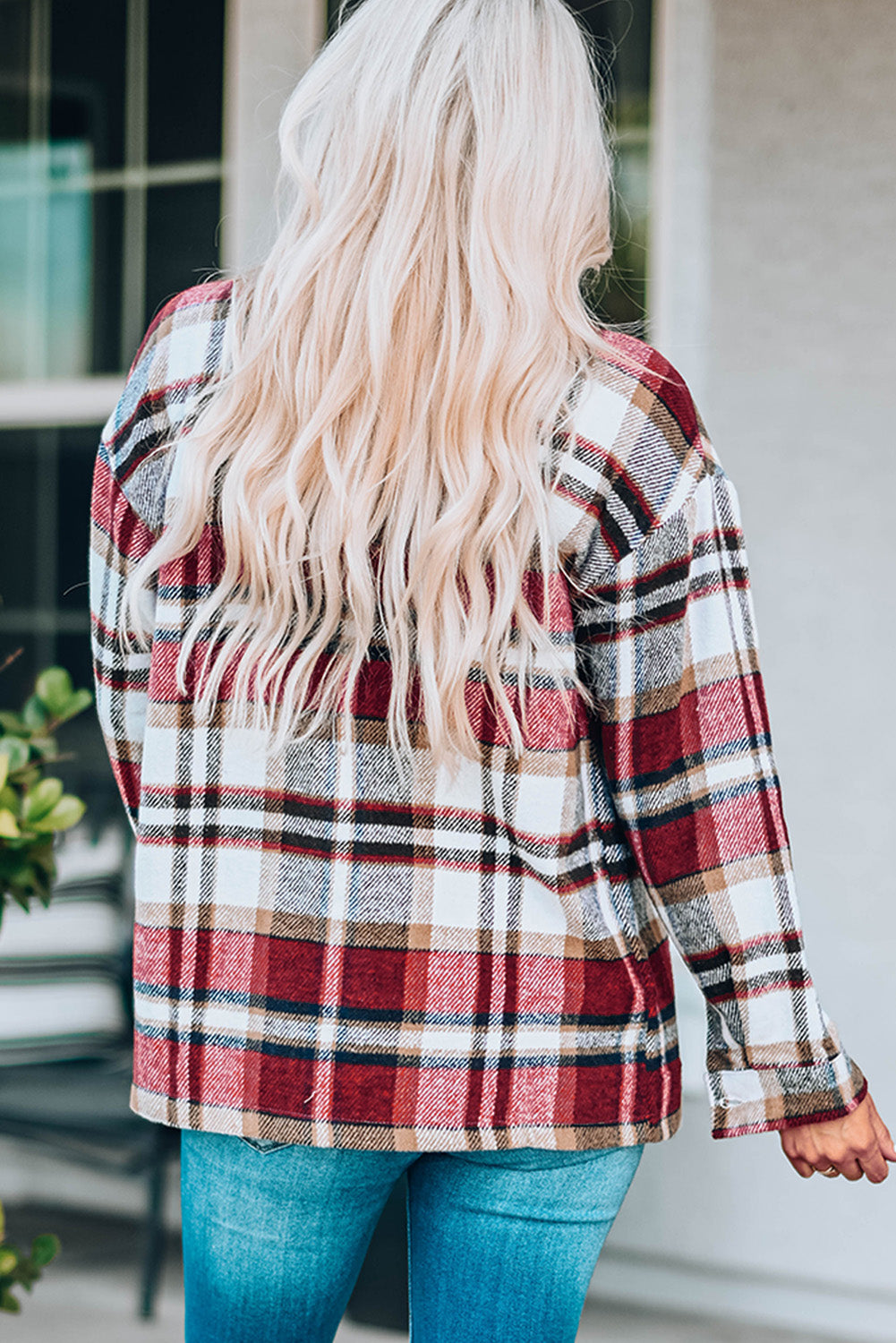 Nina Plaid Button Front Shirt Jacket