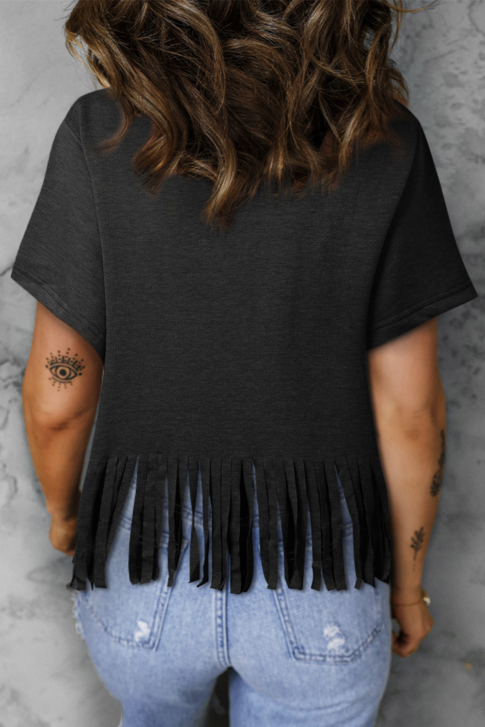 Kaitlyn Graphic Fringe Hem T-Shirt