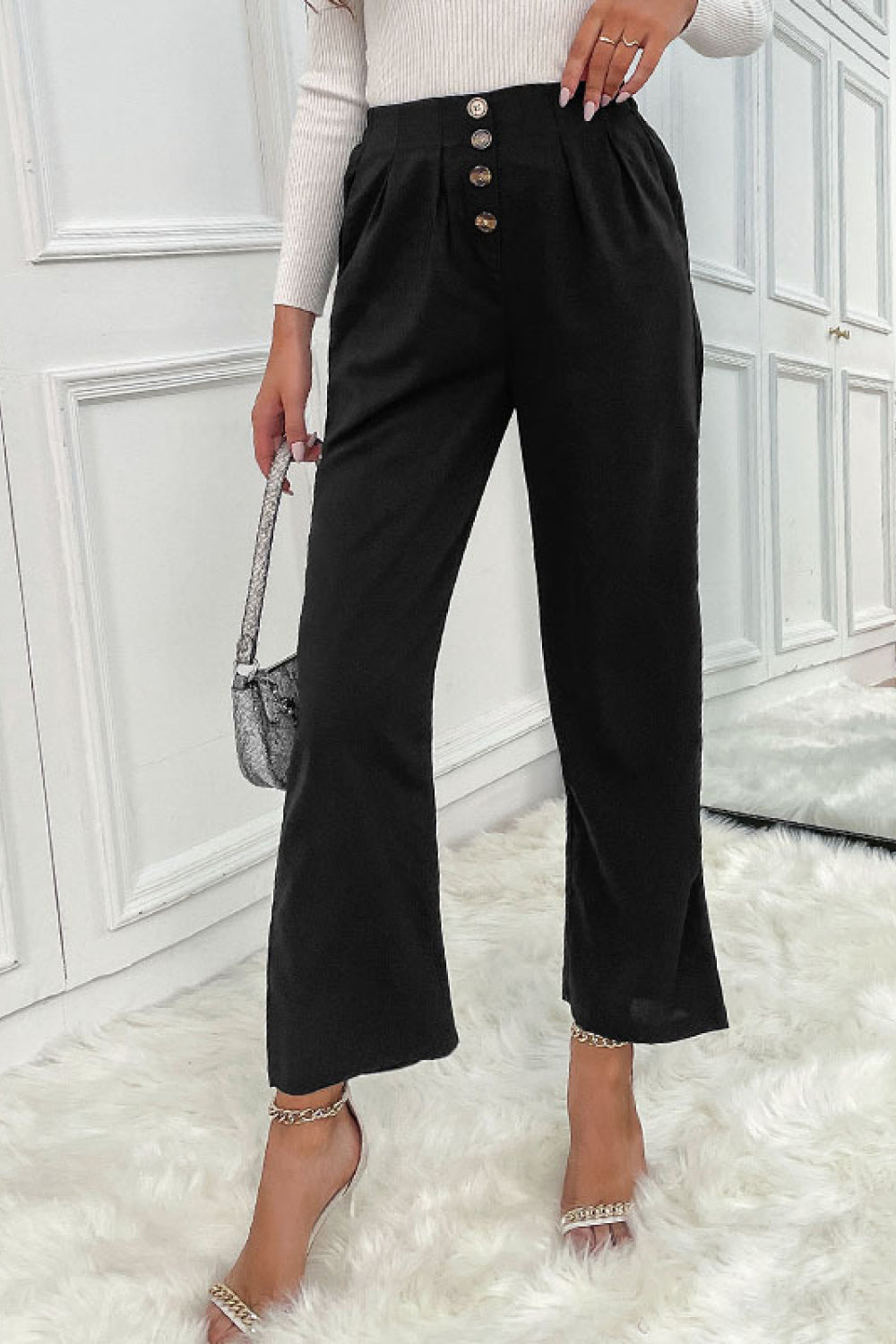 Leilani Button Fly Wide Leg Pants