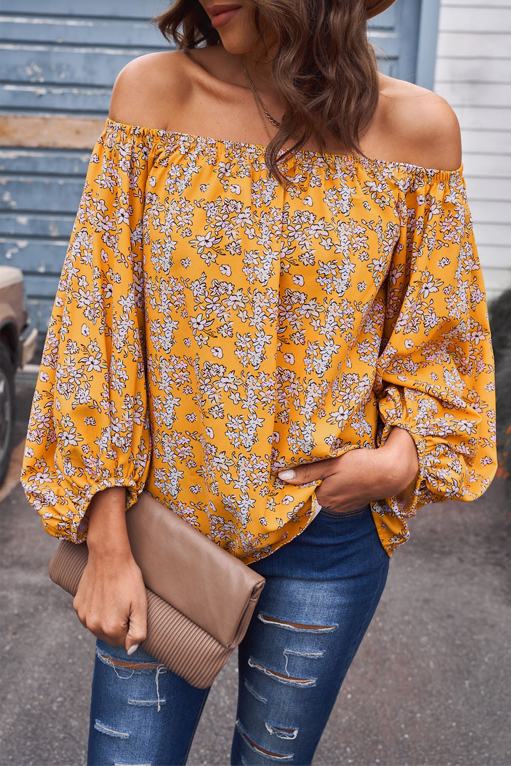 Lea Off-Shoulder Balloon Sleeve Top