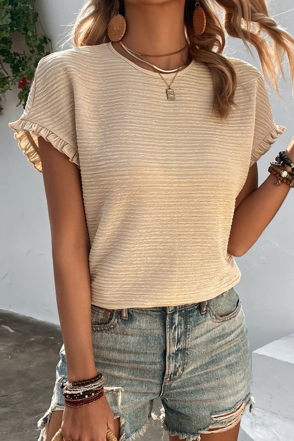 Alena Textured Short Sleeve Top