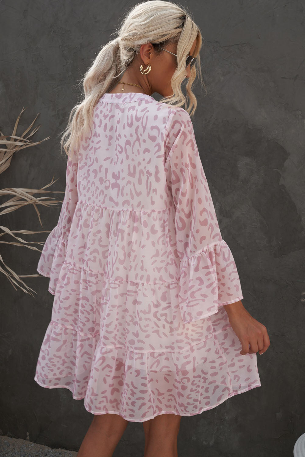 Aitana Printed Flare Sleeve Tiered Dress