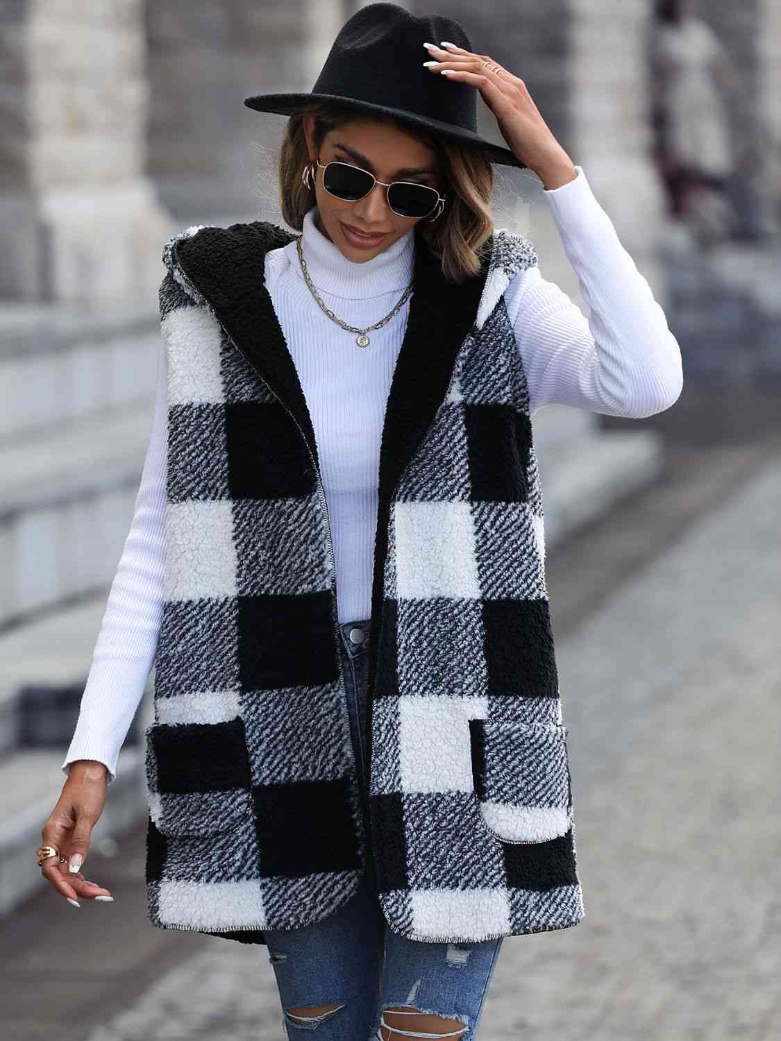 Claire Plaid Hooded Vest