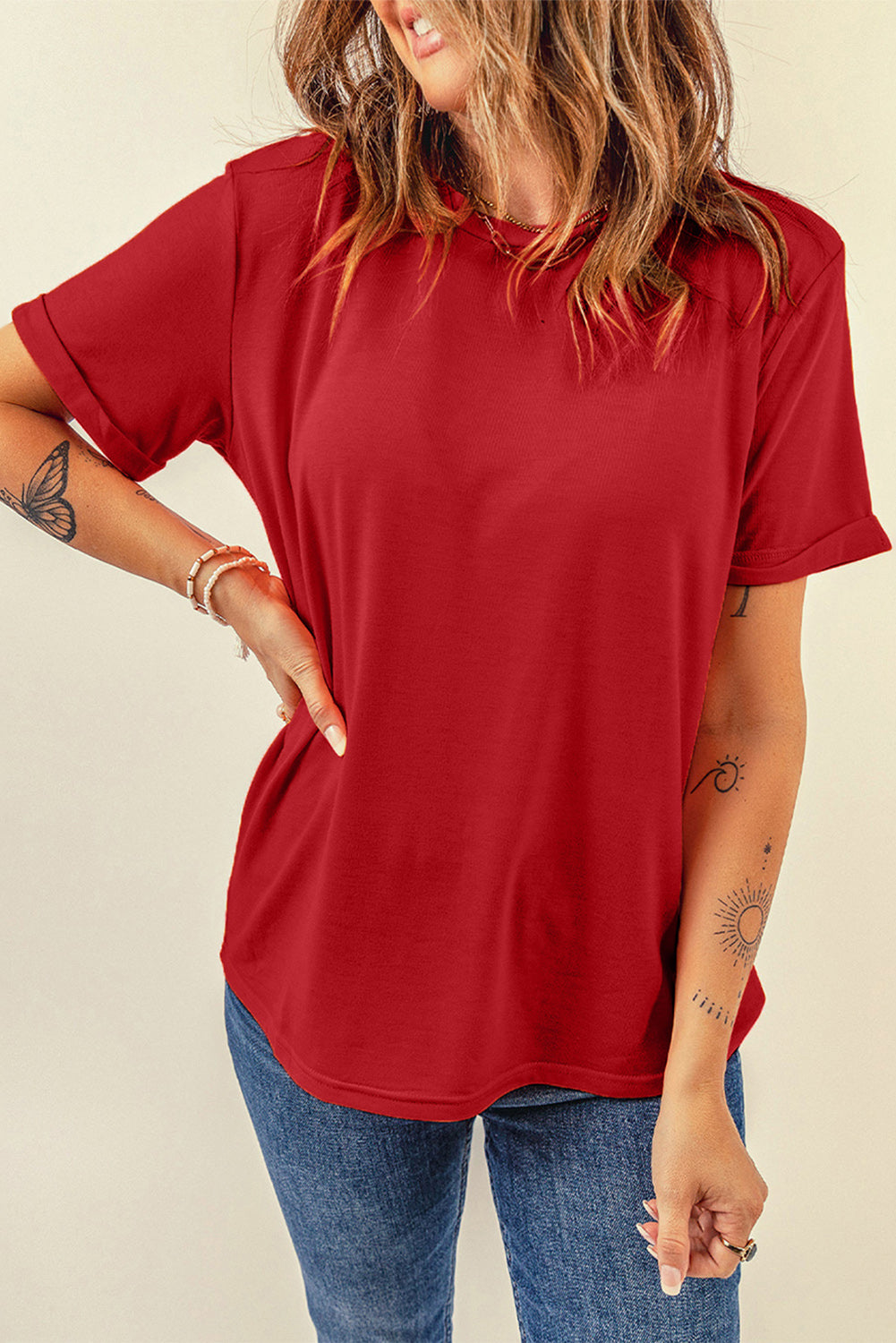 Jaylene Classic Cuffed Short Sleeve Tee