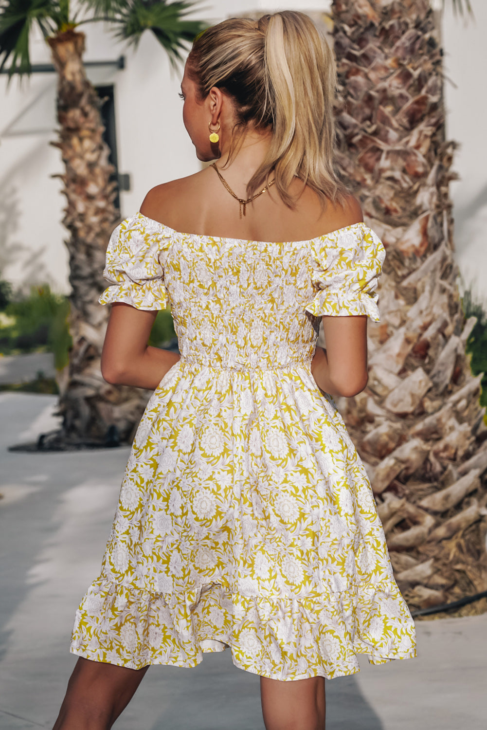 Aspen Floral Flounce Sleeve Off-Shoulder Dress