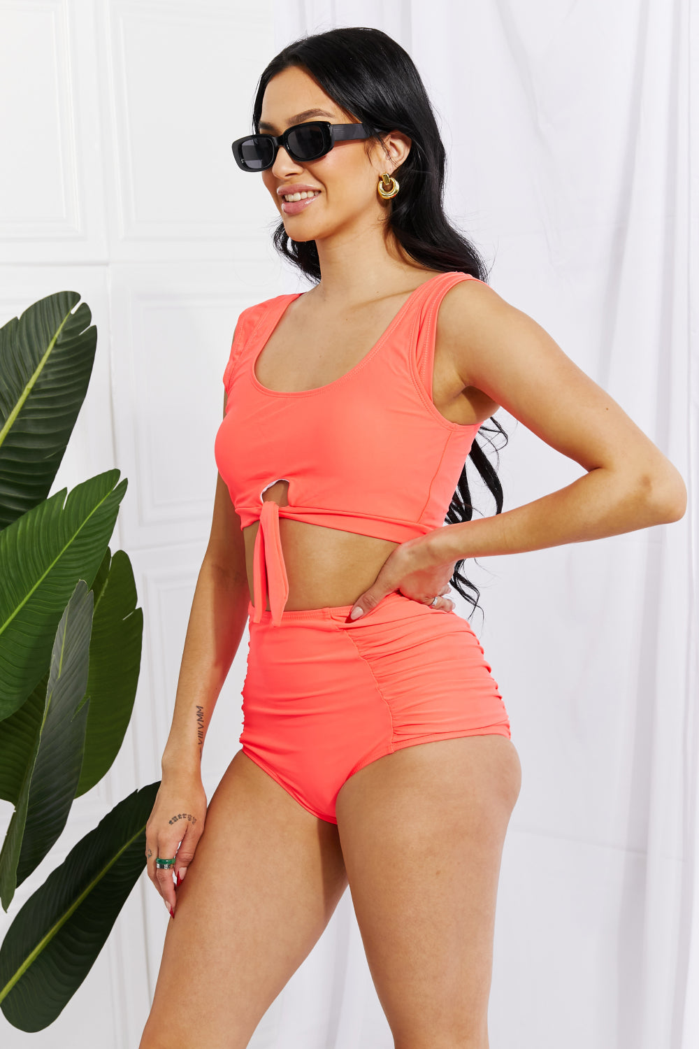 Rebekah Crop Swim Set in Coral