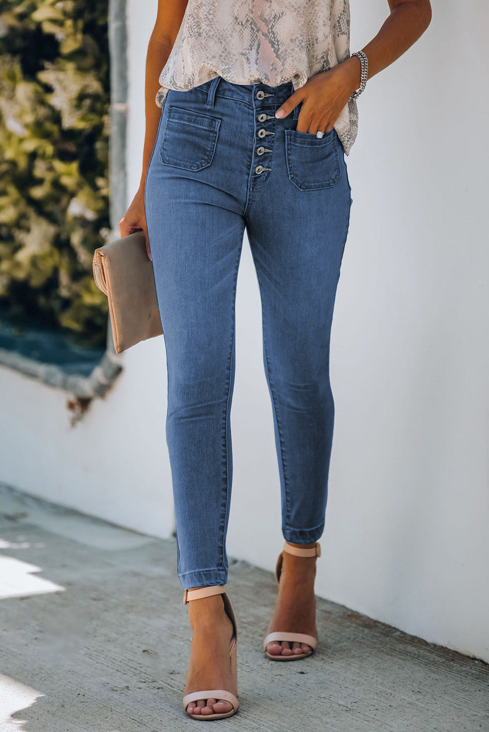 Toni Button Fly Skinny Jeans