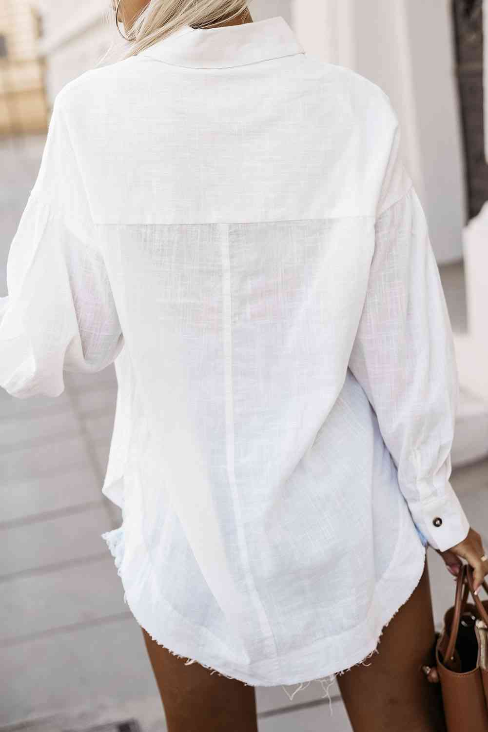 Dropped Shoulder Button Down Shirt