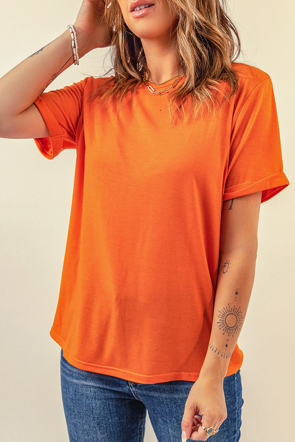 Jaylene Classic Cuffed Short Sleeve Tee