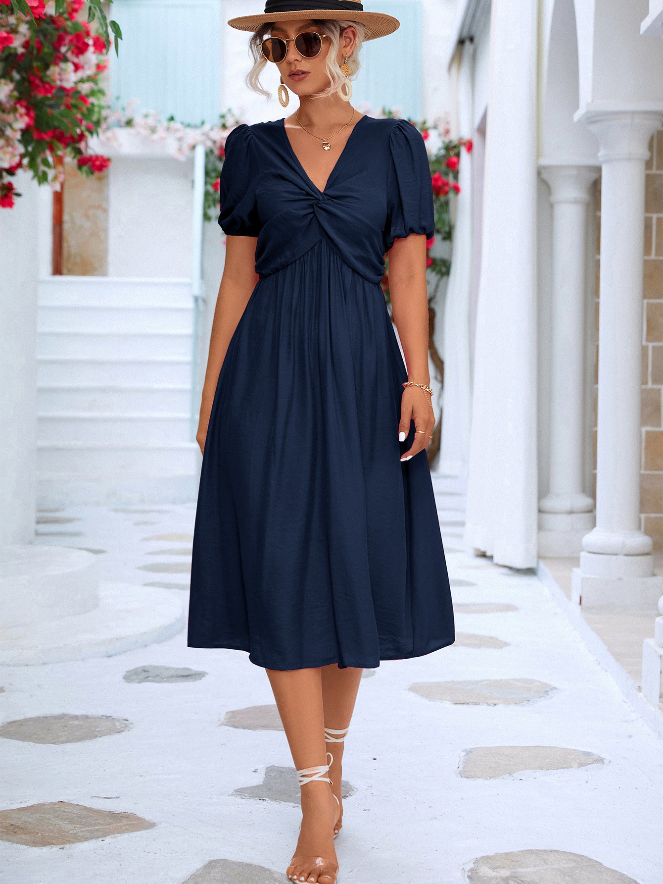 Frida Twisted Short Puff Sleeve Dress