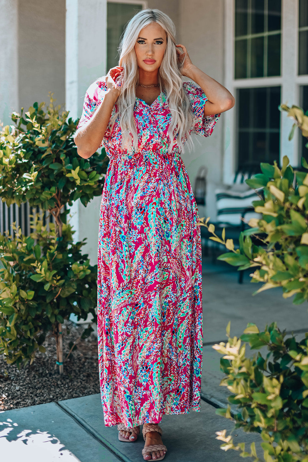 Alanna Multicolored V-Neck Maxi Dress