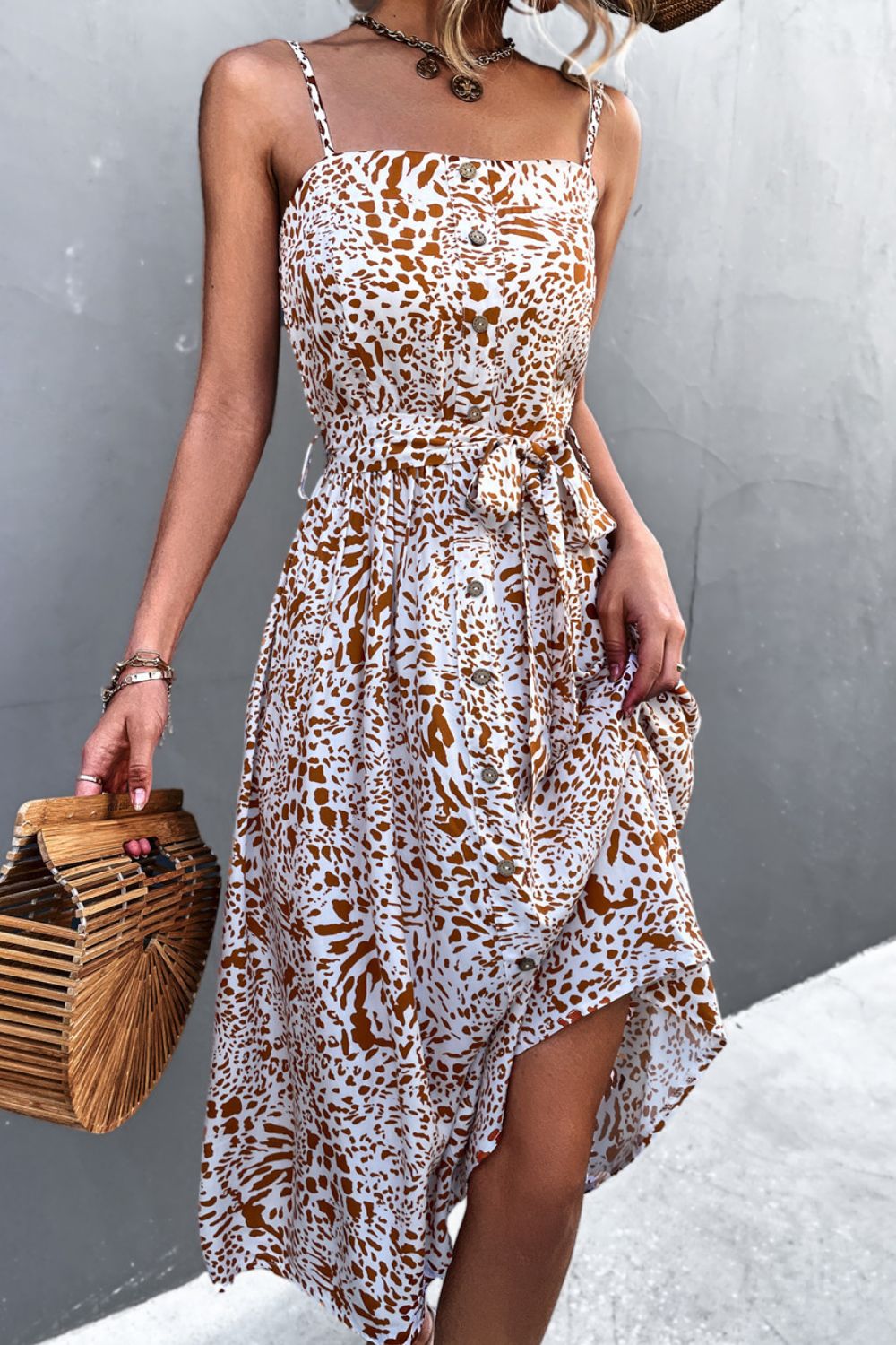 Rylie Printed Spaghetti Dress