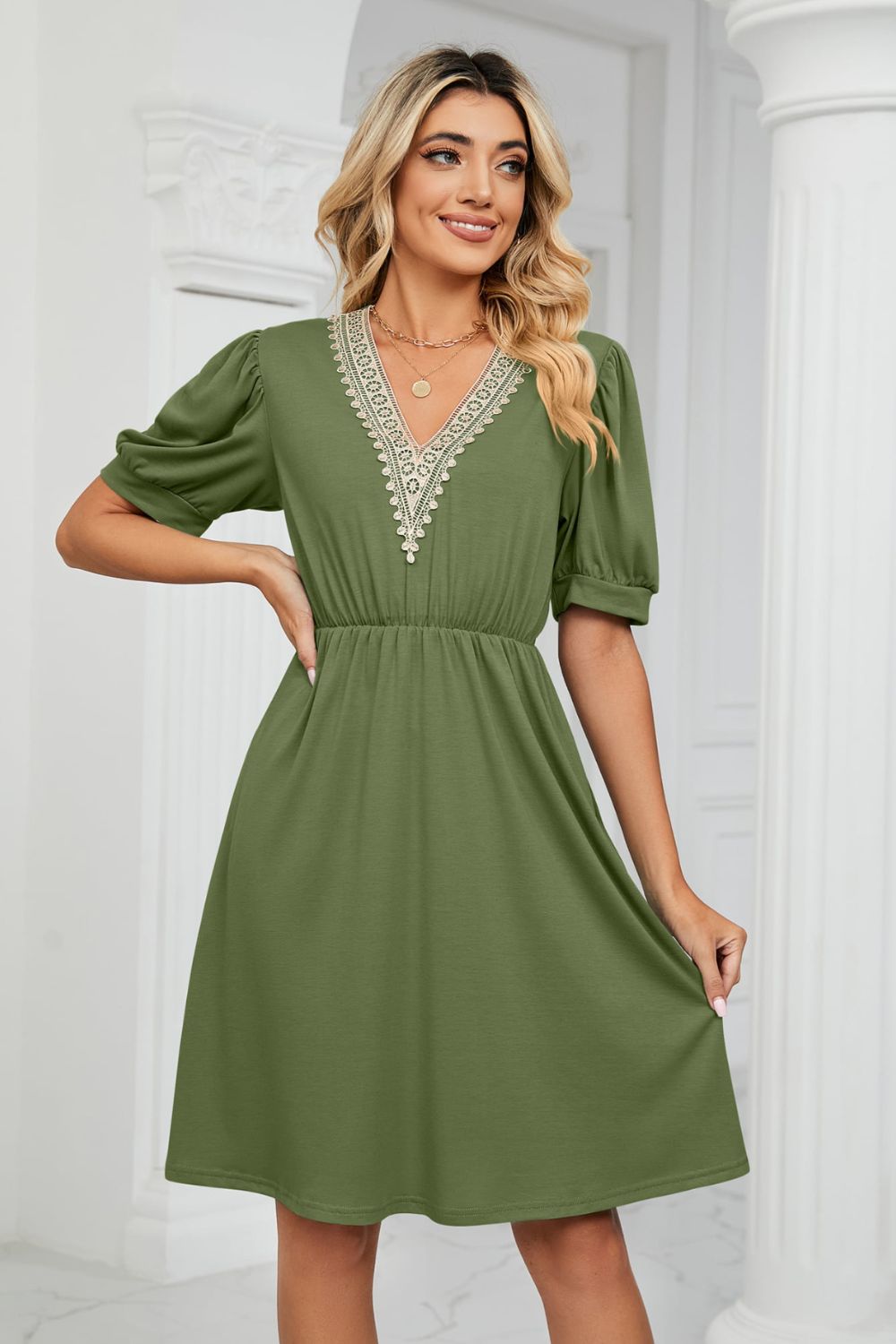 Zayla Puff Sleeve Pocket Dress